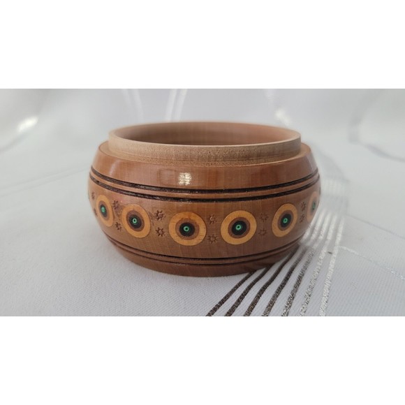 Decorative Handcrafted Carved Wooden Box w/ Inlaid Beads & Wood‎ Gorgeous! - Picture 4 of 10